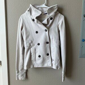 Element Women's White Soft Jersey Knit Button Front Peacoat Style Sweater Size M